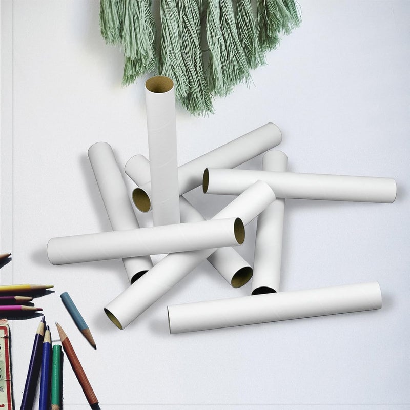 HESESOH 50 Pack Cardboard Tubes for Crafts - 1.57 x 11.81 Inches - White Toilet Paper Empty Rolls Round Thick Tubes Sturdy for Classroom Family Handmade DIY Projects - Image 3